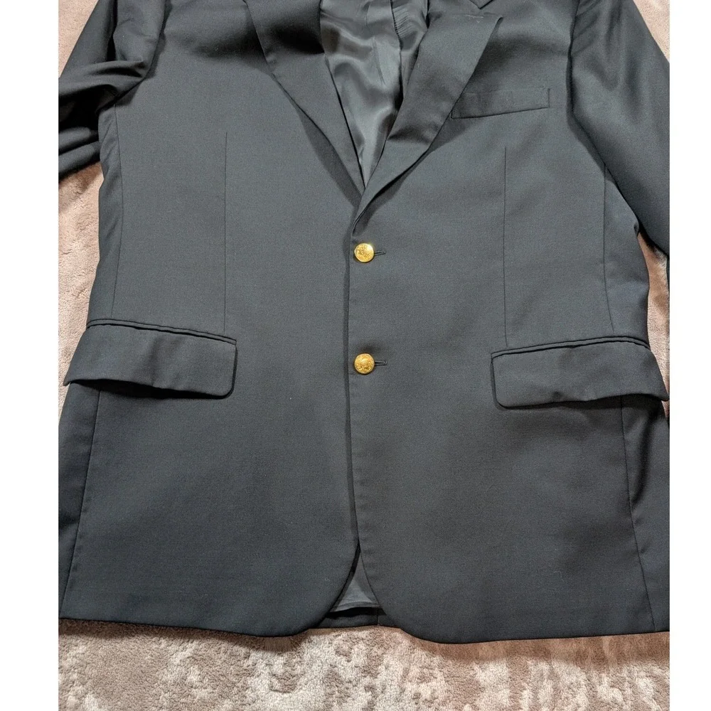 Jos. A. Bank Blazer Mens 46R Black Gold Crest Button Two-Button Sport Coat